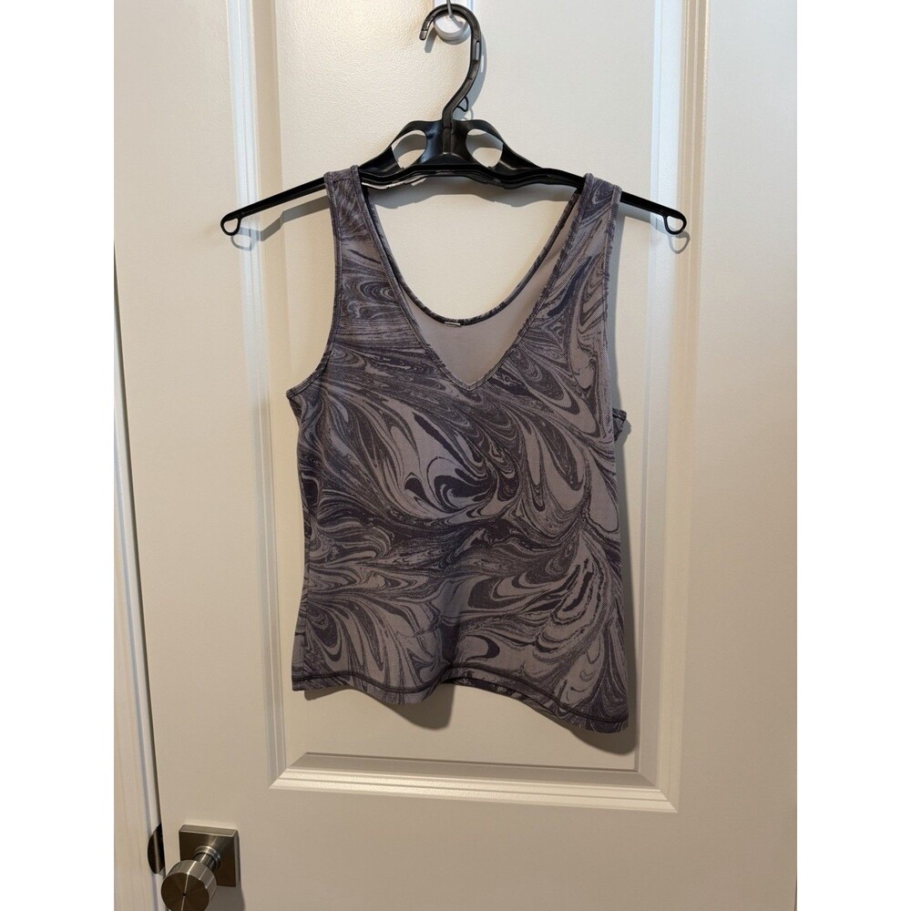 Athleta Transcend Tank Sumi Marble Violet Gray 882334 Stretch Yoga Size Missing